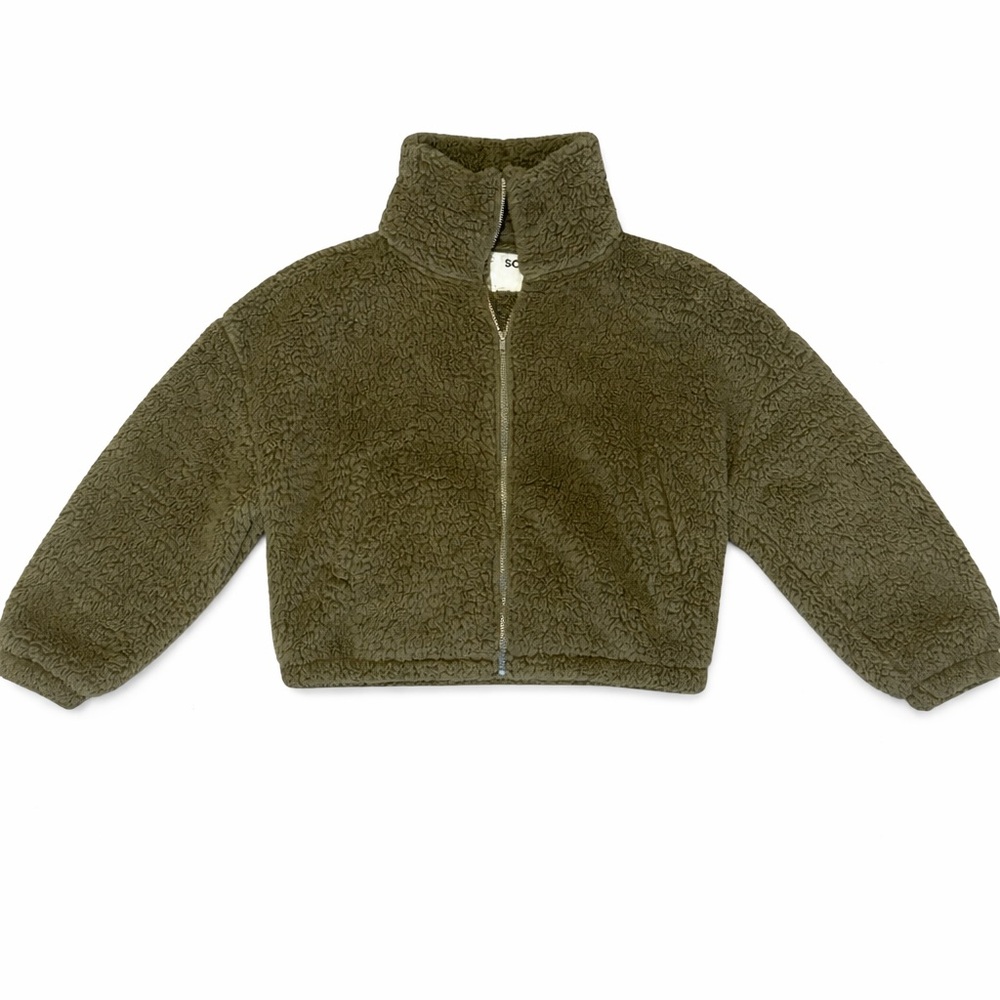 SO Olive Green Sherpa Zip Jacket